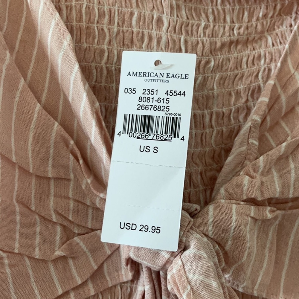 AMERICAN EAGLE Pink Striped Knot Crop Tank - NWT - Picture 2 of 3